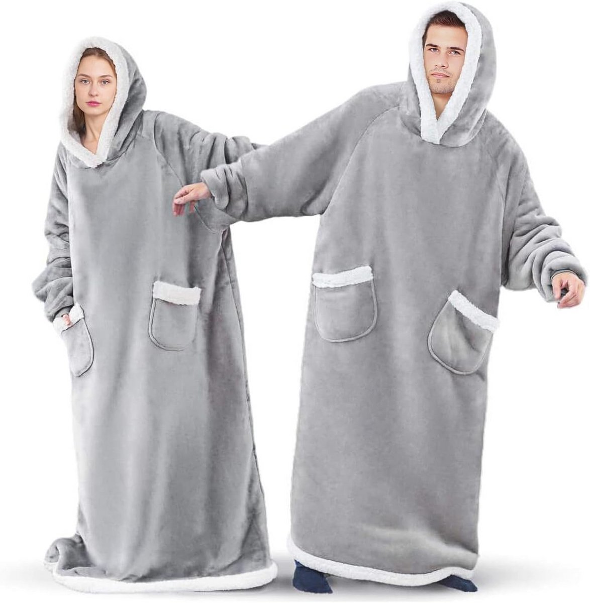 Oversized Deken Hoodie voor Volwassenen en Jongeren - Warme Sherpa Fleece met Mouwen