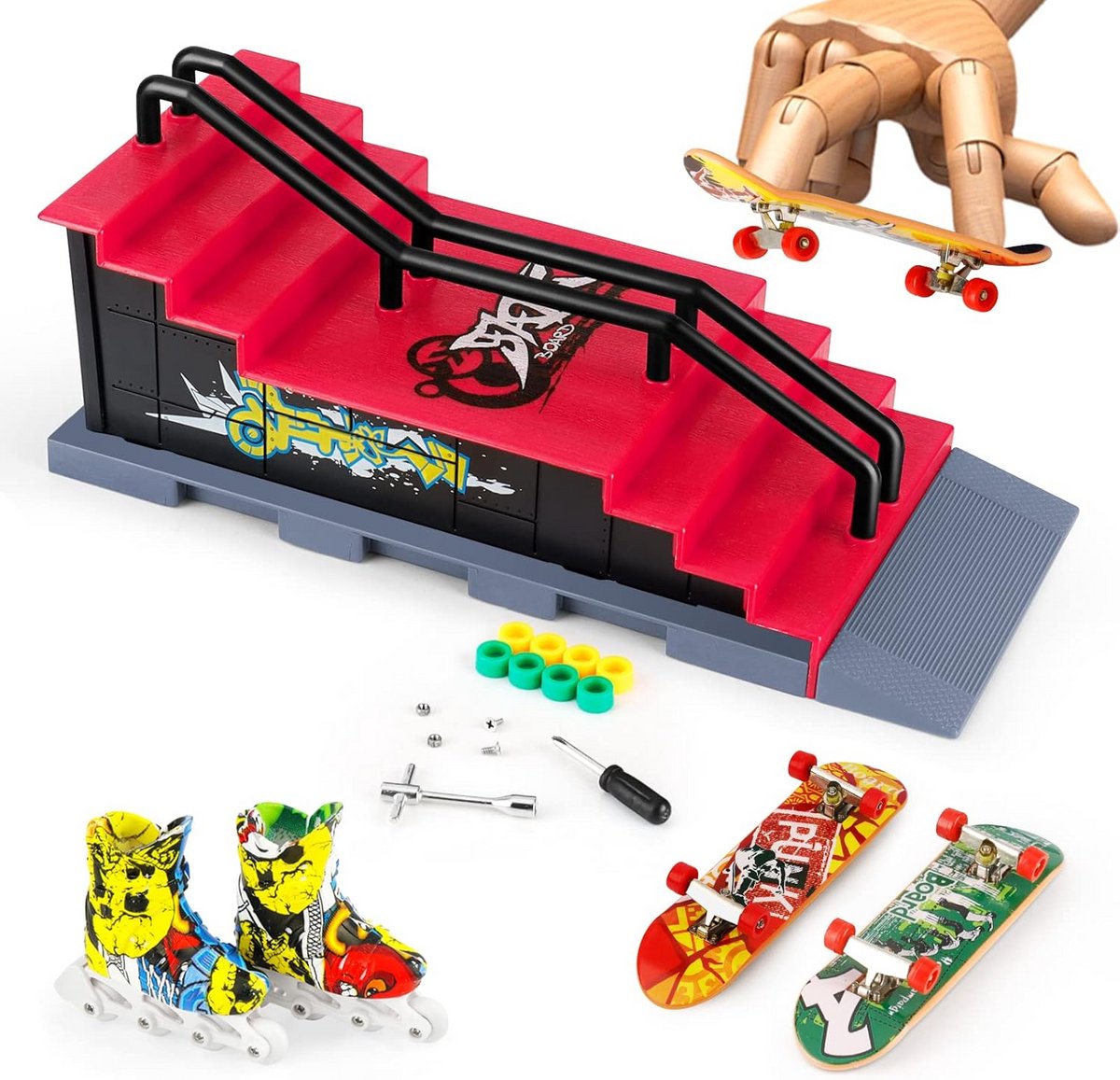 Mini Vingerskateboard en Schans Accessoires Set voor Skates Multicolor
