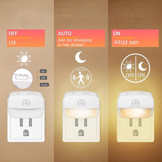6-delige Bewegingssensor Nachtlampset, LED-nachtlampjes Met Bewegingssensoren, Warm licht, Nachtlampjes Voor Binnen, Trapverlichting, Automatische Schakelaarsensorlampen Voor Slaapkamers, Badkamers En Gangen, Spotverlichting van Ahorraxy — afbeelding 2