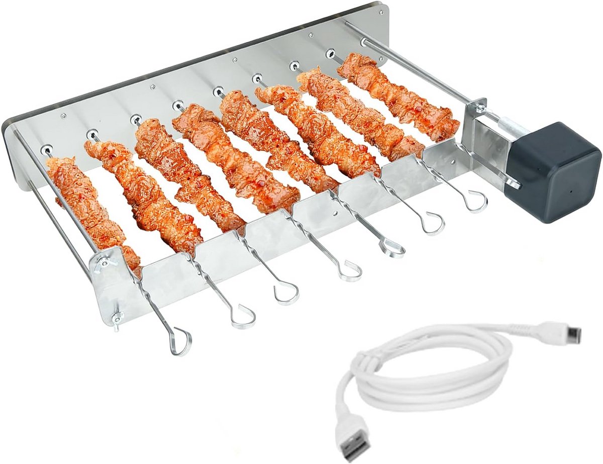 Elektrische Automatische Rotatie BBQ Spies Set met Motor en USB Opladen