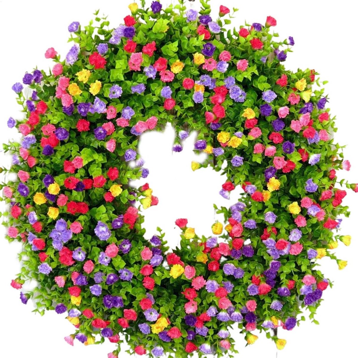 Kleurrijke Kunstbloemen Krans voor Binnendeur en Buiten – Voorjaar en Zomer Decoratie 40 cm