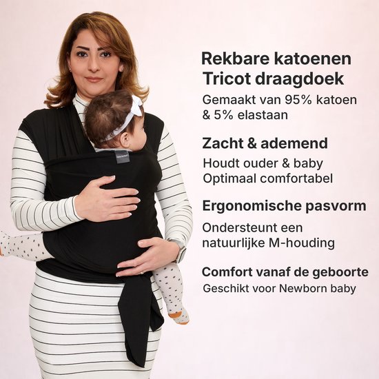 Baby Garden draagdoek zwart - Ergonomisch - Original - Inclusief slabbetje