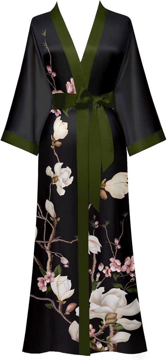 Lange Gebloemde Kimono-Ochtendjas voor Dames - Lichtgewicht en Elegant