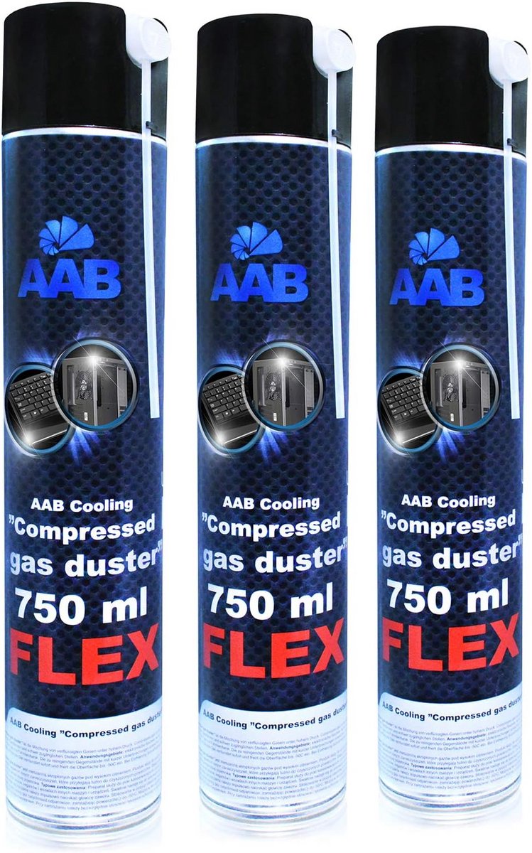 Compressed Gas Duster FLEX - Set van 3 Schoonmaakspuitbussen met Flexibele Slang
