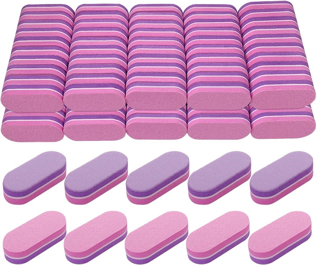 100x Mini Nagelbuffer Blokken 100/180 Grit voor Acryl & Natuurlijke Nagels