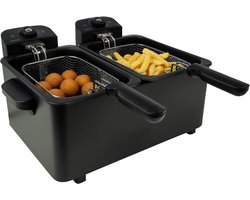 Inventum GF461B Dubbele Frituurpan - 5L - Max 190 °C - Koude zone - 2x1800W - Tot 5 personen - Zwart