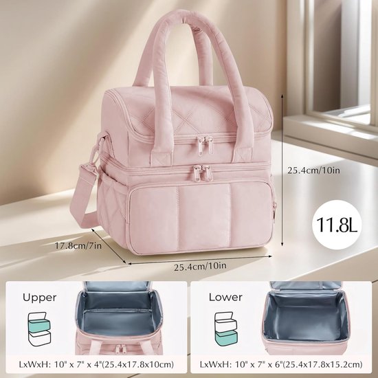 Lunchtas - Geïsoleerde Lunchtas Voor Mannen En Vrouwen - Koeltas - Zachte Lunchtas - Roze - Voor Werk, Picknicks En Reizen van Weekender Pro — afbeelding 3