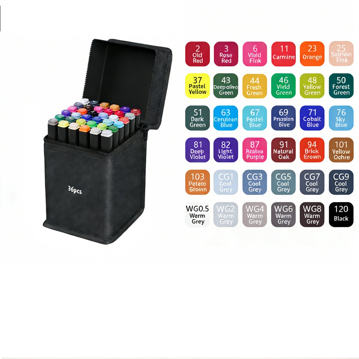 Kraftverdia 36 Kleuren Dubbelzijdige Markers – Superheldere Tekenmarkers voor Kinderen & Volwassenen – Inclusief Handige Opbergdoos – Perfect voor Kleurplaten, Schilderen en Creatief Tekenen