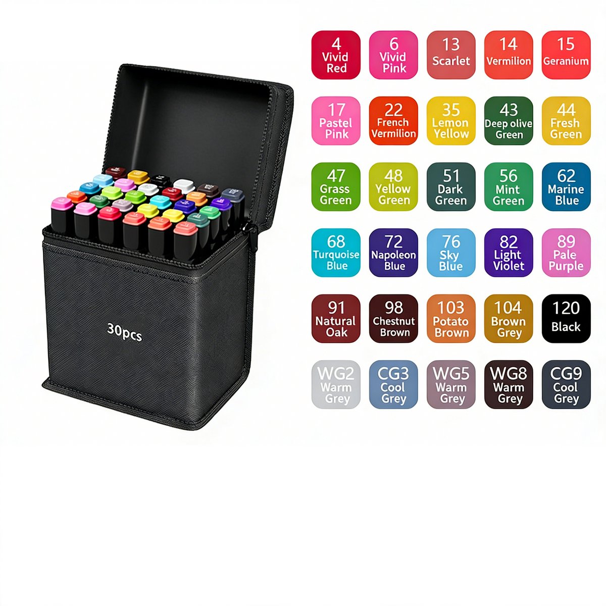 Kraftverdia 30 Kleuren Dubbelzijdige Markers – Superheldere Tekenmarkers voor Kinderen & Volwassenen – Inclusief Handige Opbergdoos – Perfect voor Kleurplaten, Schilderen en Creatief Tekenen