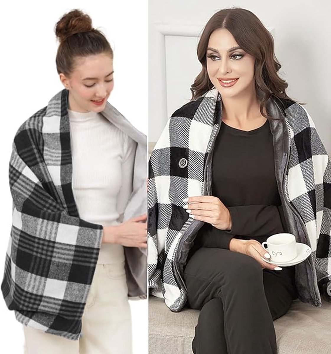 USB-verwarmde elektrische deken - Warmtekussen Nek - warmtedeken - Elektrische verwarmde sjaal - Elektrische Deken en Poncho - 3 Warmteniveaus - Dames en Heren - 143 x 72 cm – foto 2