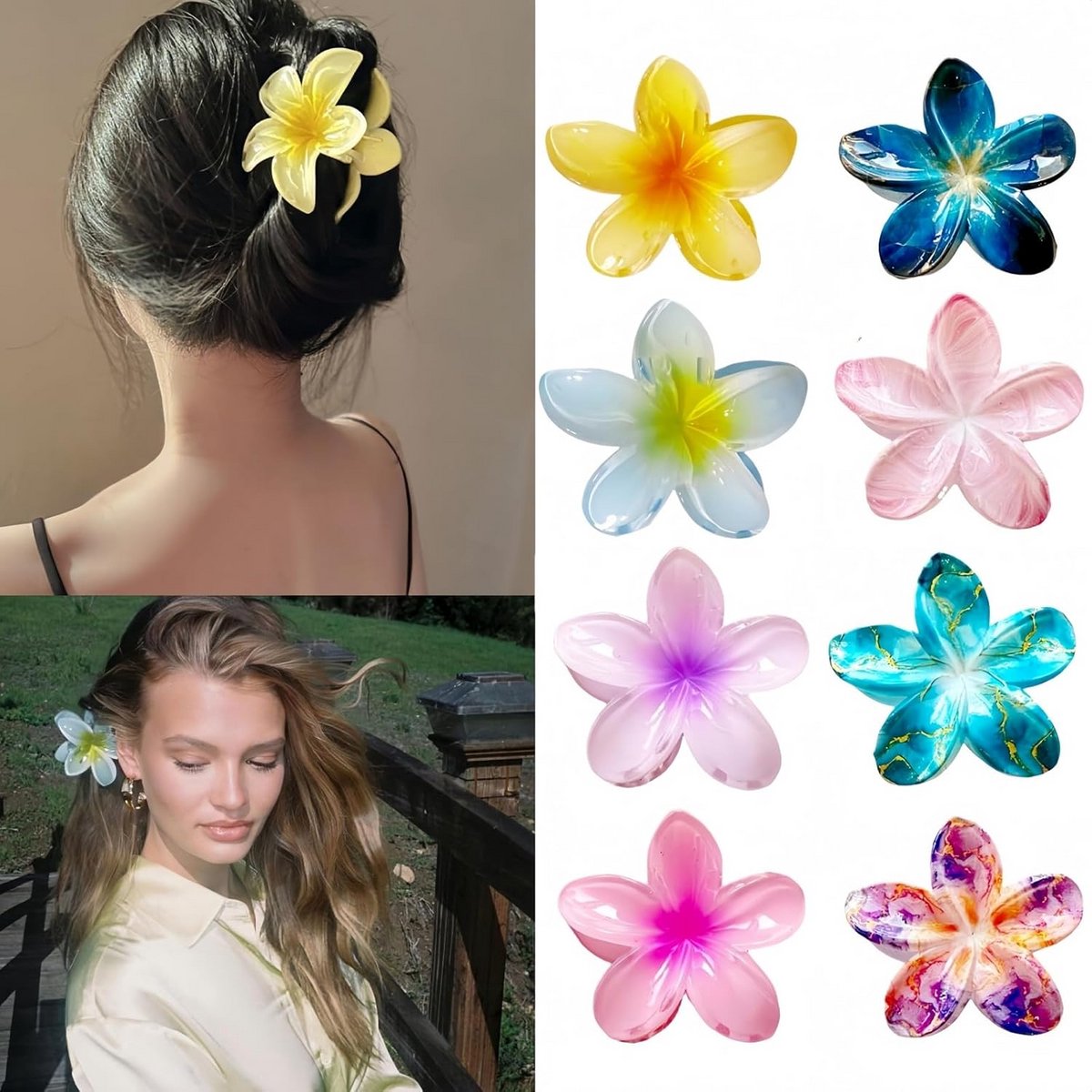 Set van 8 Bohemian Bloem Haarspelden voor Elke Haardikte