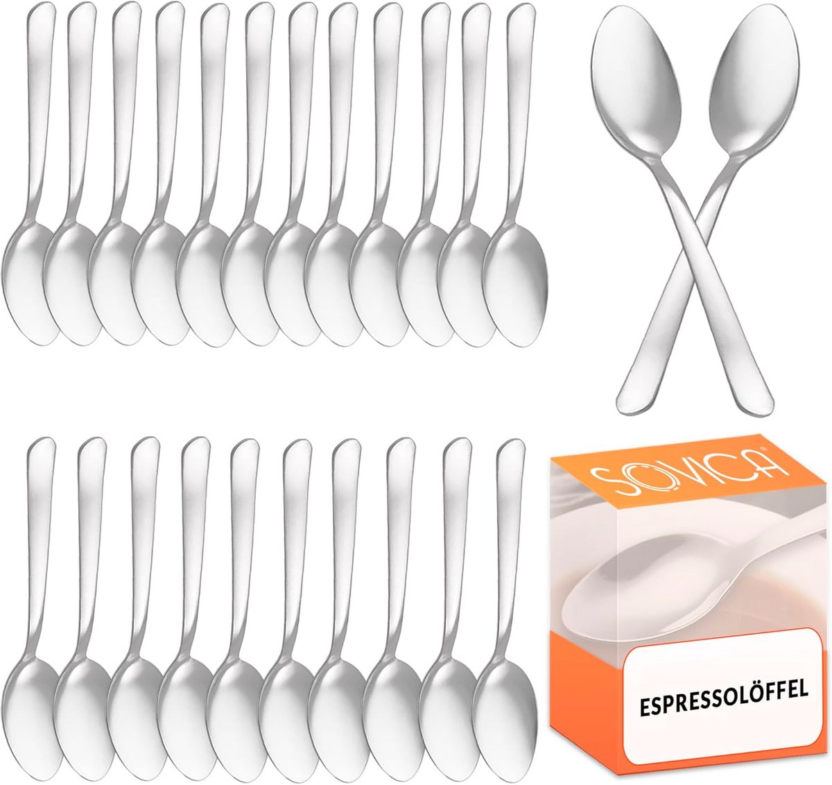 RVS Koffielepels Set van 24 - Kleine Lepels voor Koffie en Thee - 11 cm - Vaatwasserbestendig