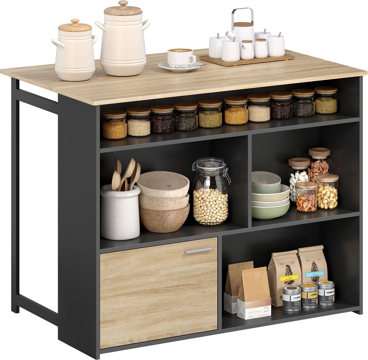HOMCOM bartafel - spaanplaat - 116x79,6x90,5cm - zwart