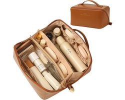 Omeily Reizen Make-uptas Organizer Aanrecht Case Toilettas Cosmetische Tas voor Vrouwen Vanity Opbergdoos Badkamer Teller Huidverzorging Organisatoren Pouch met Divider en Handvat Travel Essentials
