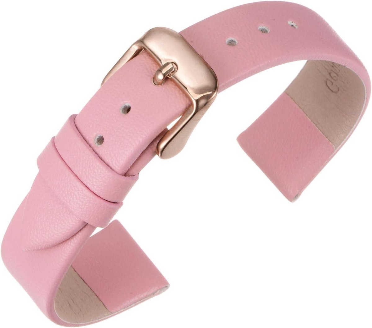 All4You - Horlogebandje van echt leer - Vintage reserveband - 20 mm breedte - Roestvrijstalen gesp - Geschikt voor dames en heren - Roze vervangingsarmband met stijlvol design