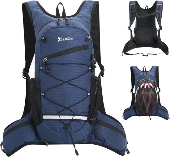 Sac à dos de vélo léger et respirant - Sac à dos de vélo imperméable et respirant - Bandes réfléchissantes - Sac à dos de course - Convient pour le vélo, le jogging et la randonnée - bleu foncé