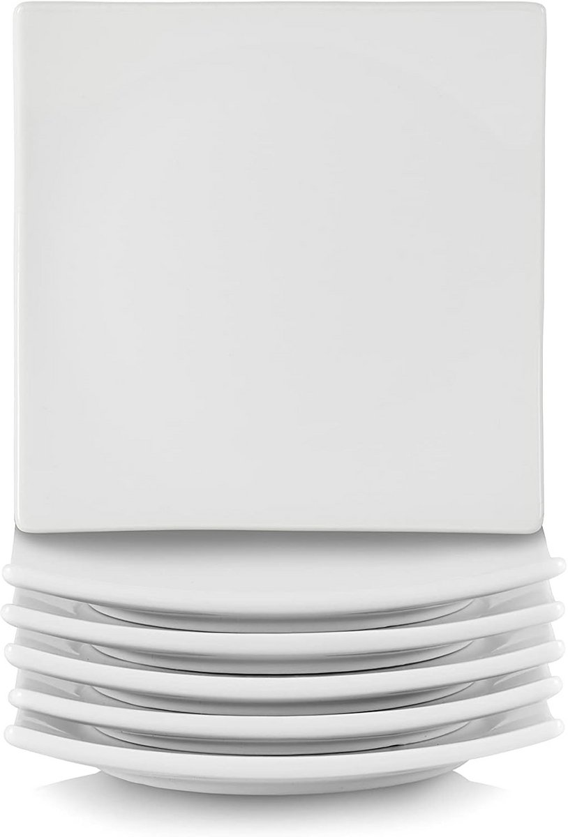 Set van 6 Vierkante Witte Bordjes 15 cm voor Voorgerechten