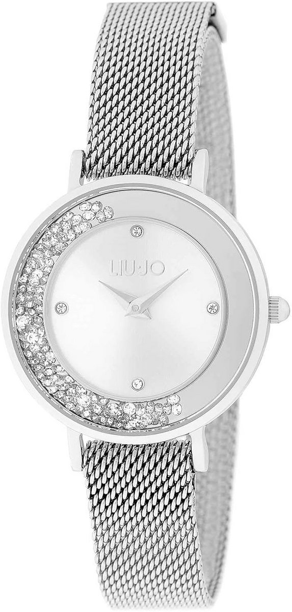 Dames Horloge Slim Zilverkleurig RVS Armband Kristallen Tijdsaanduiding