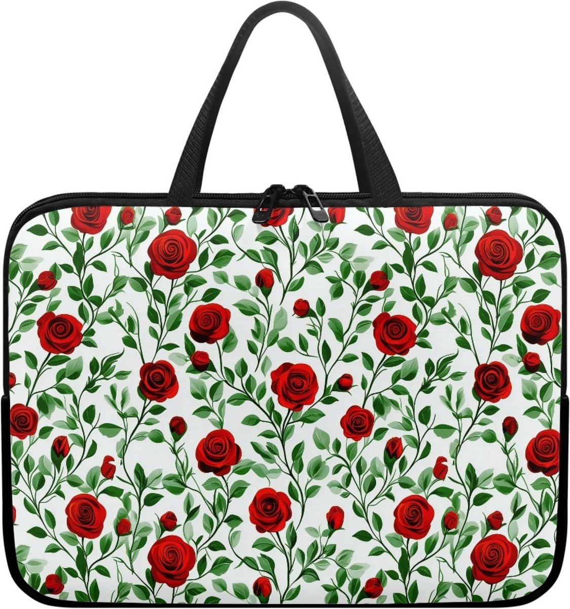 Waterdichte Laptoptas met Rozenpatroon en Handvat voor 10 tot 17 inch Laptops