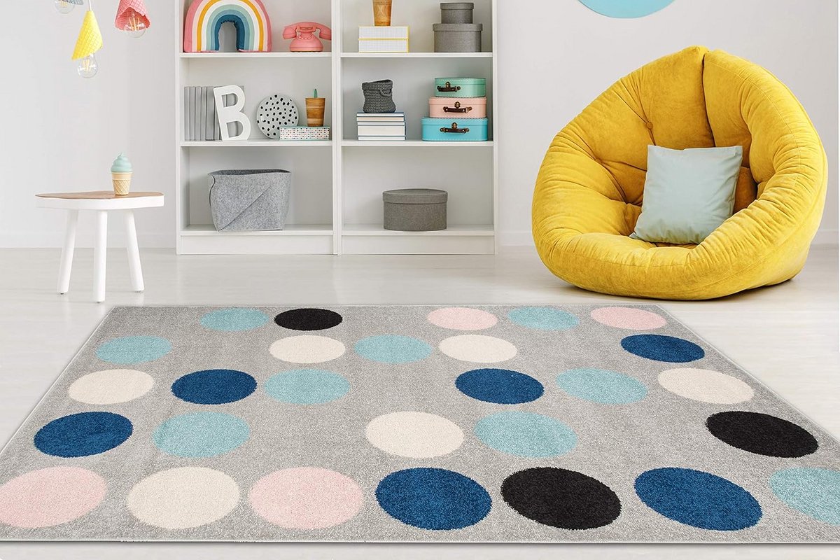 Vloerkleed Voor Kinderen - Speelkleed Kinderkamer - Laagpolig Tapijt - 120x170 cm - Grijs 