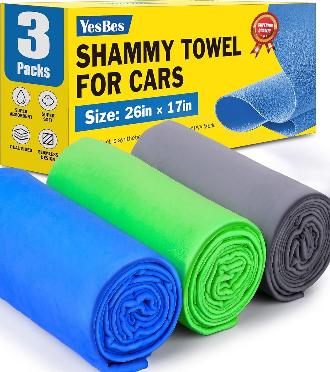 3x Super Absorberende Microvezel Droogdoek voor Auto's - Zeem voor Streeploos Drogen