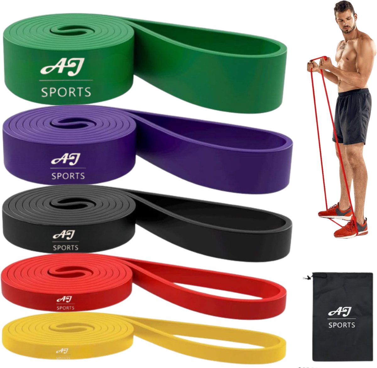 AJ-Sports Pull Up Bands Set — 5 Weerstanden