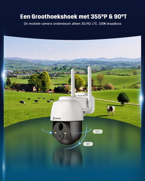 COCOCAM 4G LTE Buitencamera - Zonnepaneel - Tweerichtingsspraak - Incl. SIM - 2K Kleur Nachtzicht - Geen WiFi Nodig - Werkt met Alexa Beveiligingscamera — afbeelding 2