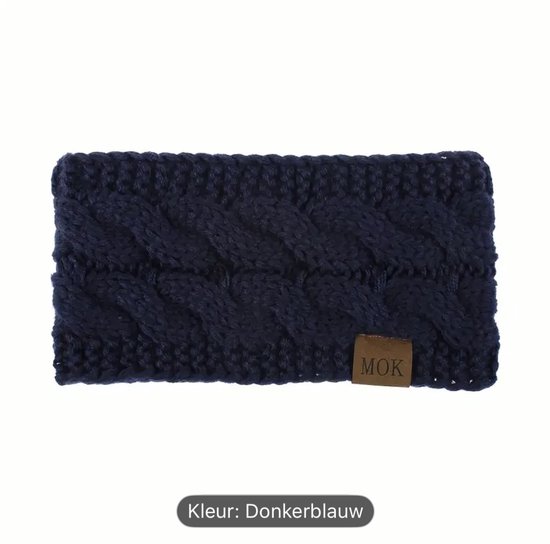 Bandeau de tête en molleton polaire tricoté chaud, Couleur bleu foncé, Taille unique, serre-tête, hiver