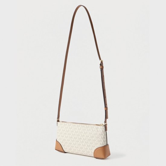 Michael Kors Petit Sac Crossbody / Sac à Bandoulière Femme - Murphy - Imprimé Logo - Vanilla/AcDonker Groenn