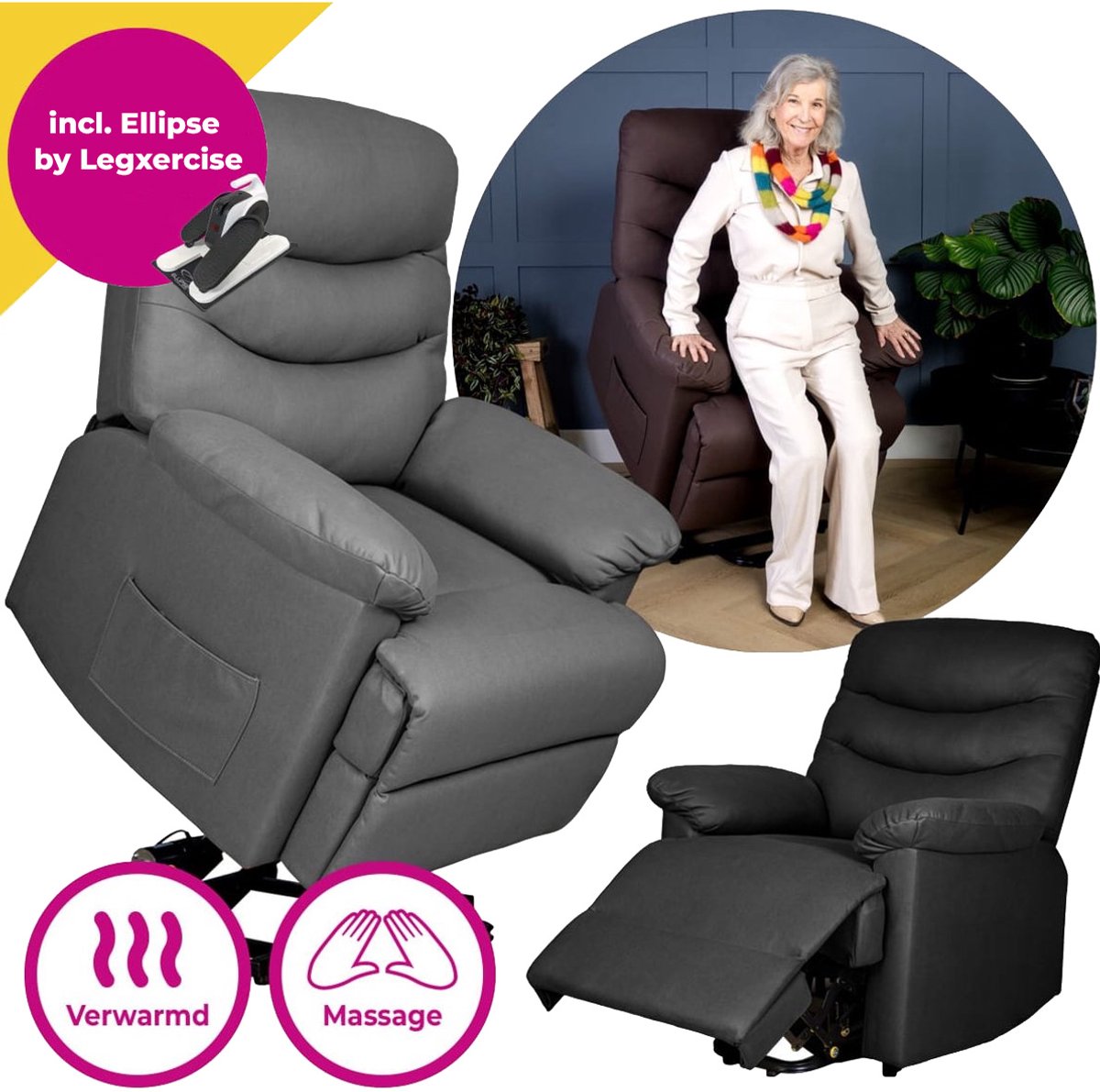 Vitadora Sta-op Stoel met Massage en Warmtetherapie Bruin - Vitadora - €998,99