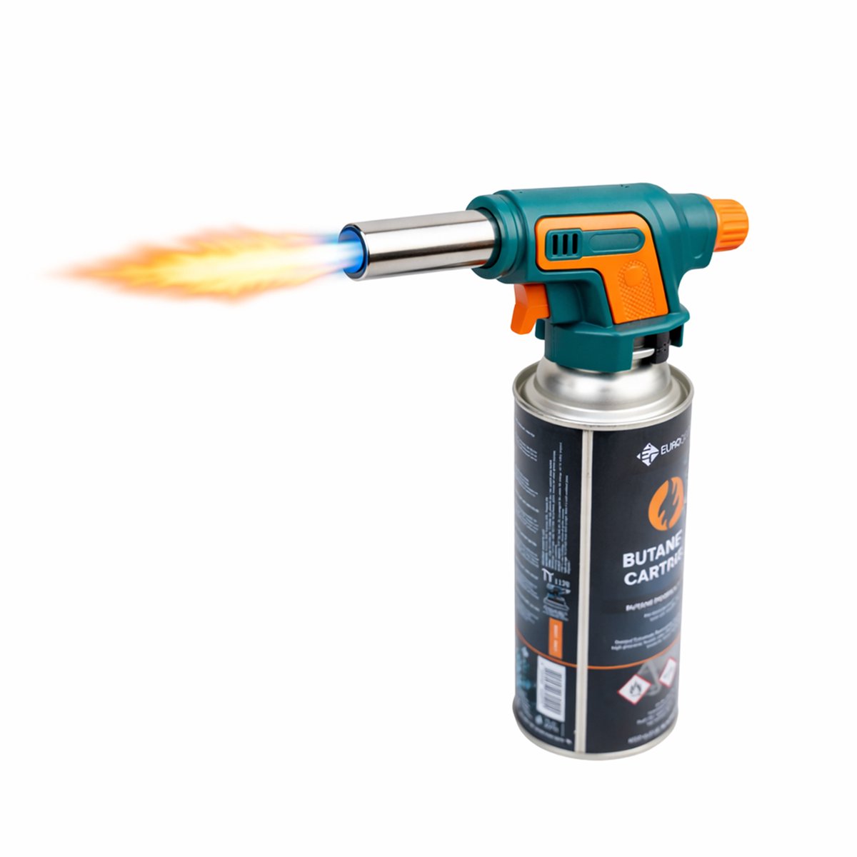 Eurocatch Gasbrander 1300°C met Elektrische Ontsteking - Instelbaar - Incl 227g Butaan Gascartridge - Soldeerbrander en Creme Brulee Brander