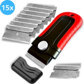 Grattoir à verre Kitian - Grattoir à verre avec 15 lames et manche ergonomique - Inductie Beschermer - Nettoyant pour plaques vitrocéramiques/induction - Grattoir pour plaques de cuisson