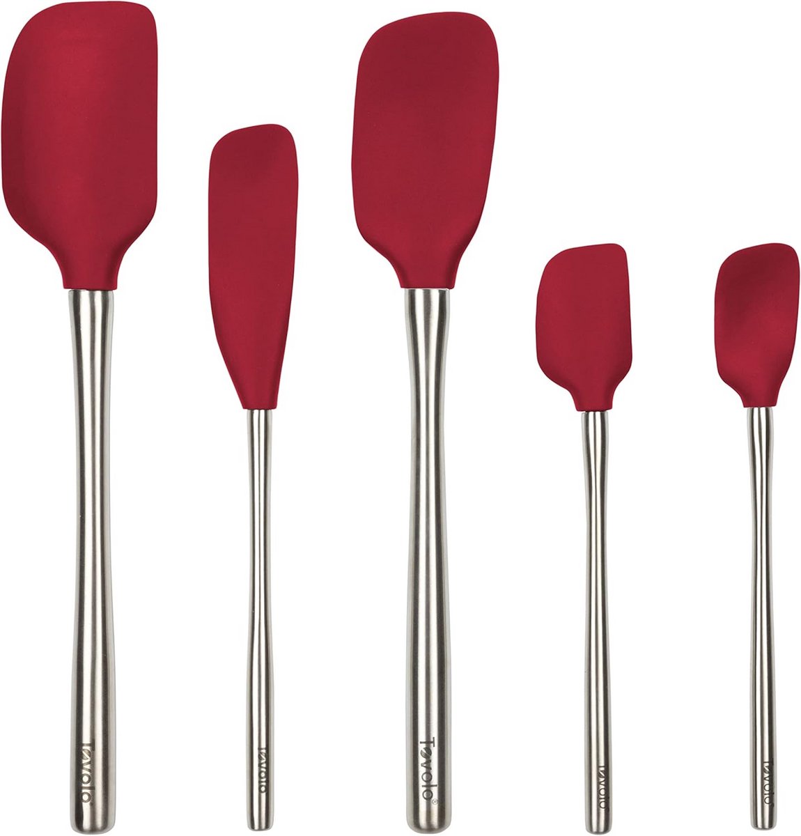 Set van 5 Flexibele Siliconen Spatels met Roestvrijstalen Kern voor Koken en Bakken