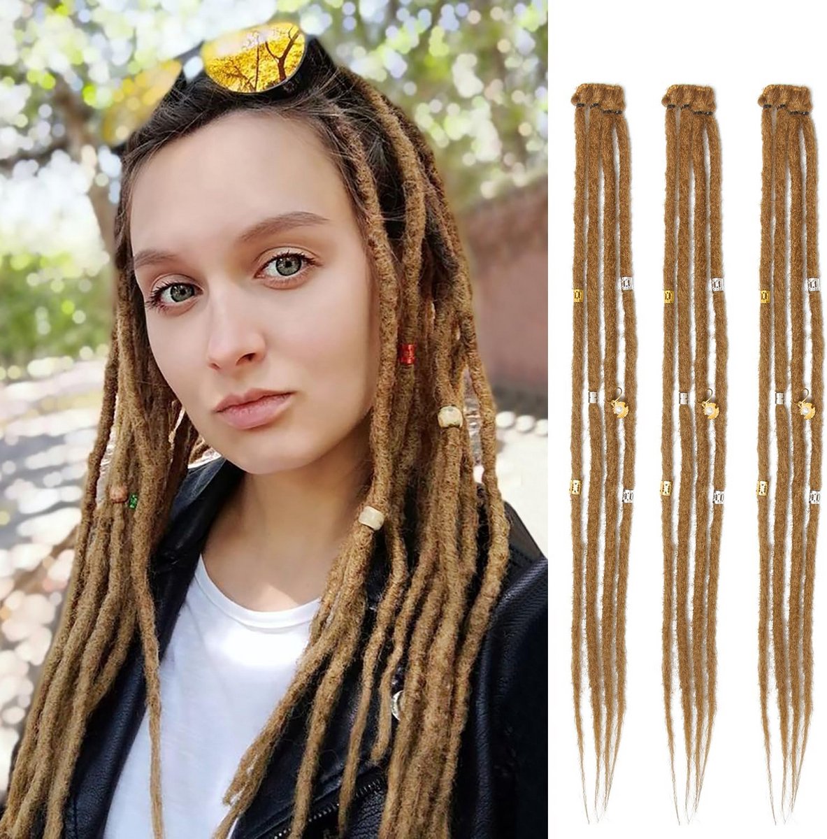 Synthetische Clip-In Dreadlocks Extensions 50 cm Handgemaakt voor Haarstyling