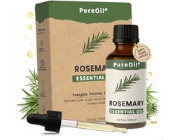 PureOil – Rozemarijn Etherische Olie 30ml – 100% Puur, Natuurlijk & Vegan – Voor Haar | Huid | Scalp | Nagels | Diffuser - Haargroei - Incl. Ebook - Sinterklaas Cadeautjes - Kerst cadeautjes