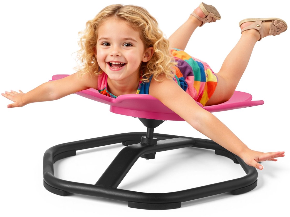 Kinderdraaistoel - Sensorische draaistoel - Bloemvormig Ontwerp - Draagvermogen 100 kg - Antislip Metalen Voet - Bevordert Coördinatie, Balans en Concentratie - Roze