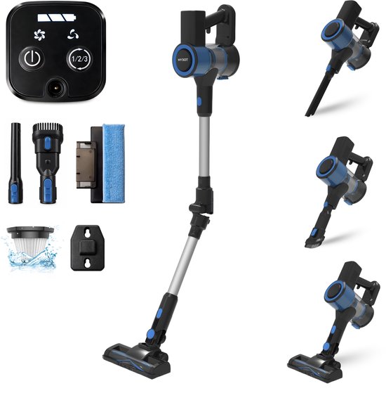 MYBOT E6 Advanced - Steelstofzuiger met Dweilfunctie - 250W - 20Kpa - 3 Zuigniveaus - Vacuum Cleaner - Steelstofzuiger Draadloos - Zonder Zak - Op Accu - Kruimeldief