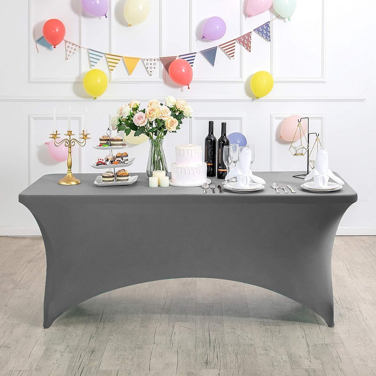 Universele Spandex Tafelhoes Strech voor Feest en Evenementen - Grijs