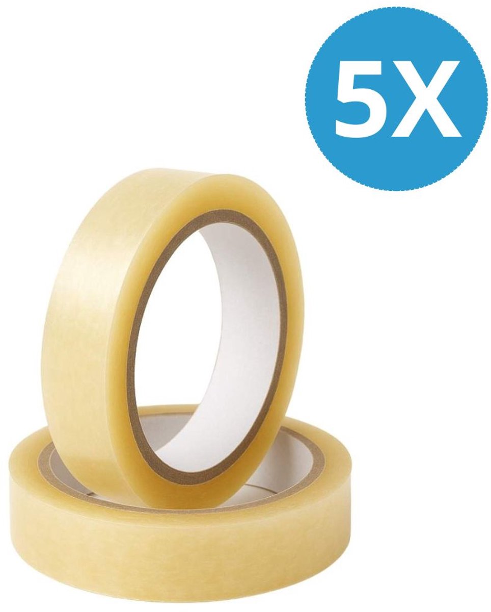 Plakband - 5 Rollen - 15 mm x 66 meter - Hoogwaardige Kwaliteit