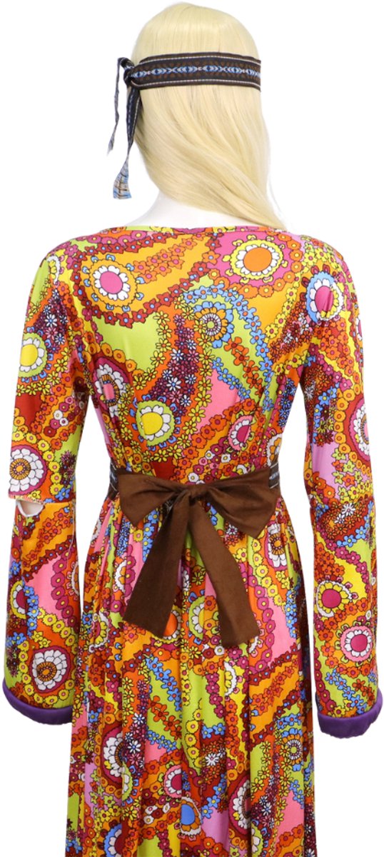 Joya Party® Hippie Jurk Dames met Vest & Hoofdband | Jaren 60 & 70 Flower Power Set | Stretch Lange Jurk | Verkleedkostuum Vrouw | Carnaval, Themafeest & Halloween | — afbeelding 11
