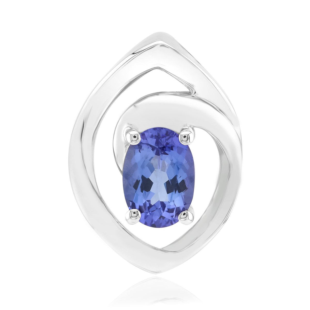 Cavill - Zilveren Hanger - 925 Sterling Zilver met Palladium - Ovale Briljant geslepen Tanzaniet 0,697 ct - Luxe Blauwe Edelsteen Sieraad