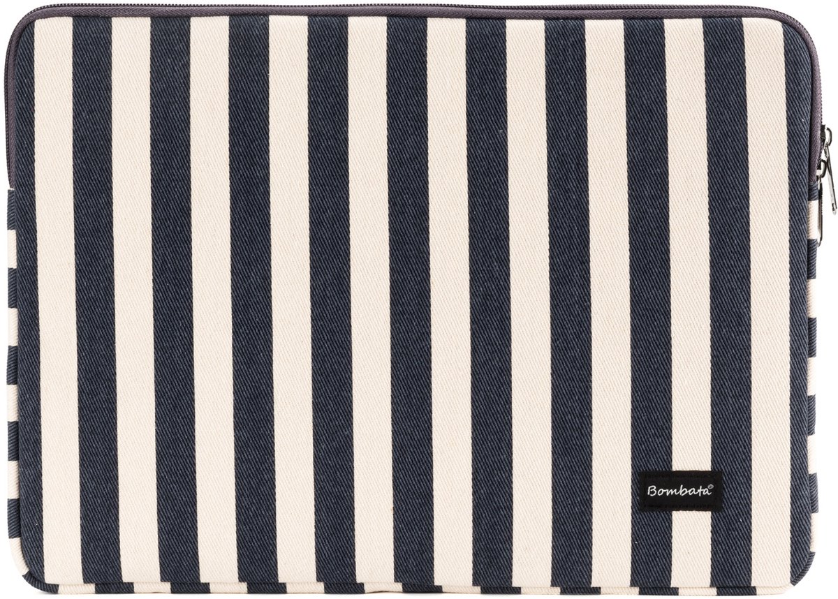 Bombata Versilia Universele Laptophoes Sleeve - Gestreept - 15 inch / 15.6 inch / 16 inch - Blauw
