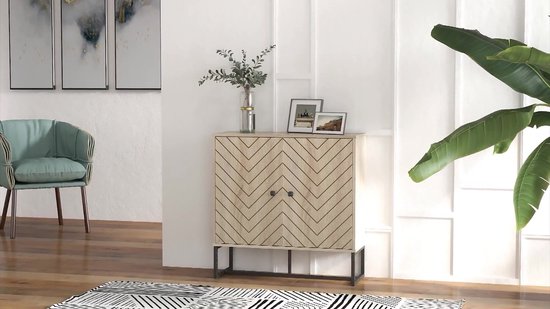 HOMCOM Dressoir - Hout - 80x29x80cm - Natuurlijk hout