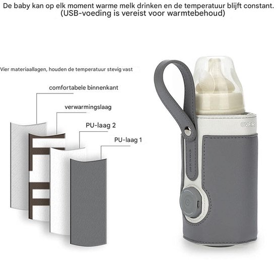 Ynkkvre -Draagbare Flessenwarmer - Draadloos - Geschikt voor de meeste flessen - Voor onderweg - Melkwarmer - Verschillende temperaturen van Ynkkvre — afbeelding 4