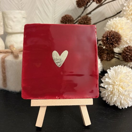 Foto: Hartjespost tegeltje hartje rood goud tegeltjes met tekst spreuktegel tegeltjeswijsheden cadeau valentijn liefde love valentijnscadeau cadeau voor hem of voor haar 14 februari v day valentine romantisch 10x10