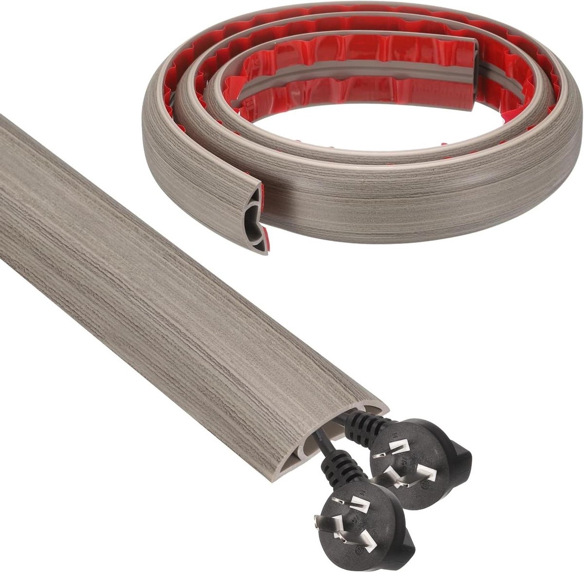 Kabelgoot - Verlengkabel - Kabelafdekking - Kabelbeheer - Lichtgrijs - PVC - Geschikt voor binnen - 4ft - Voorkom kabelstruikelen - Verbergen kabel.