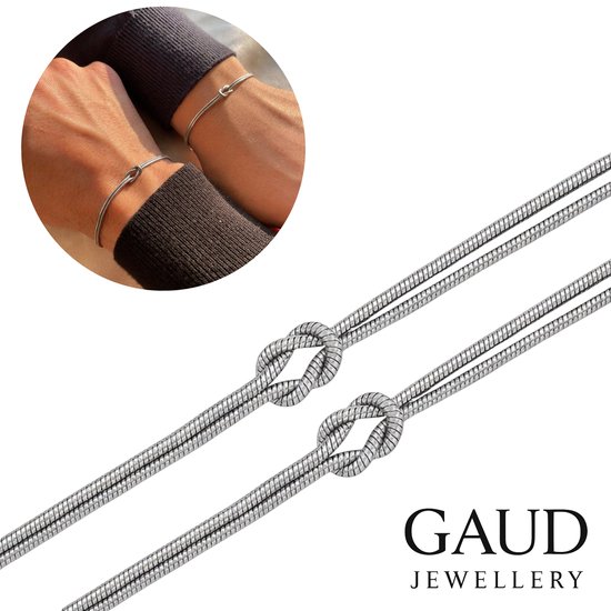 Deux bracelets argentés avec détail de nœud, insert avec deux poignets.