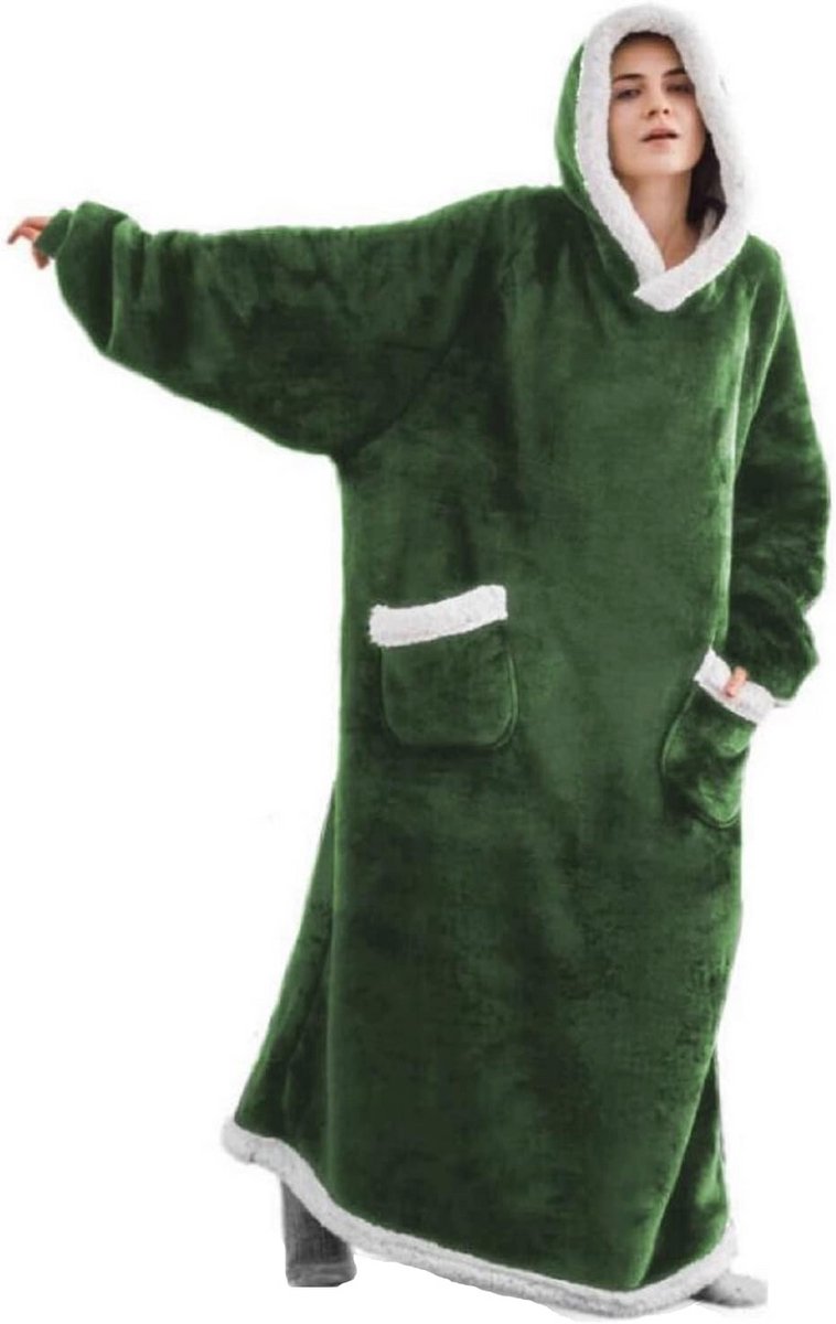 Oversized Hoodydeken voor Dames en Heren - Zachte Flanel Fleece Deken met Mouwen en Capuchon