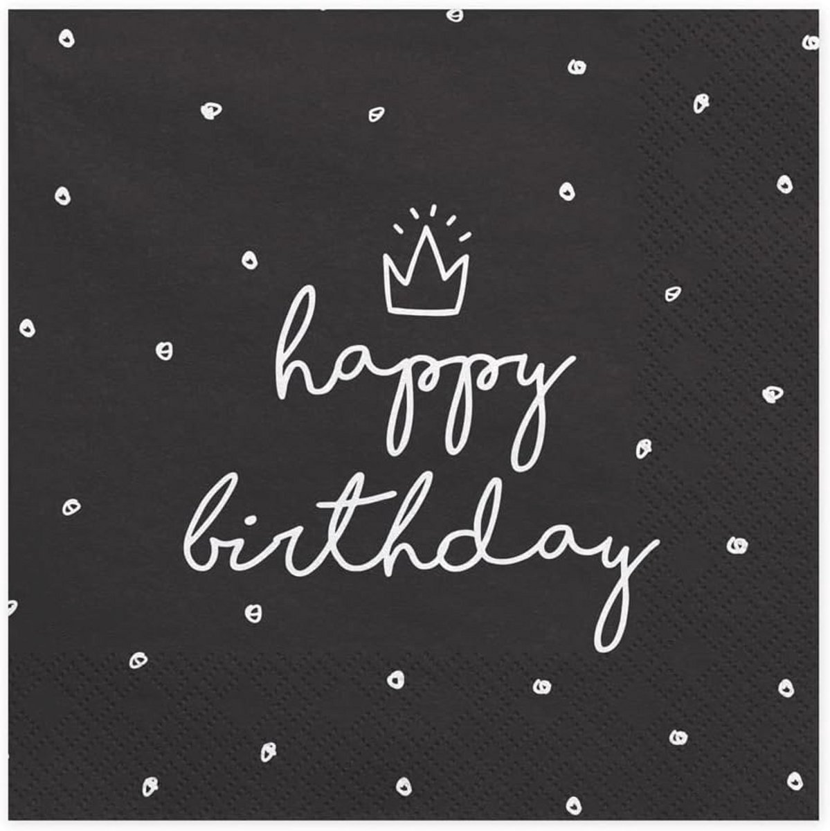Happy Birthday Servetten - 20 Stuks - 33x33 cm - 3-Laags Zwart