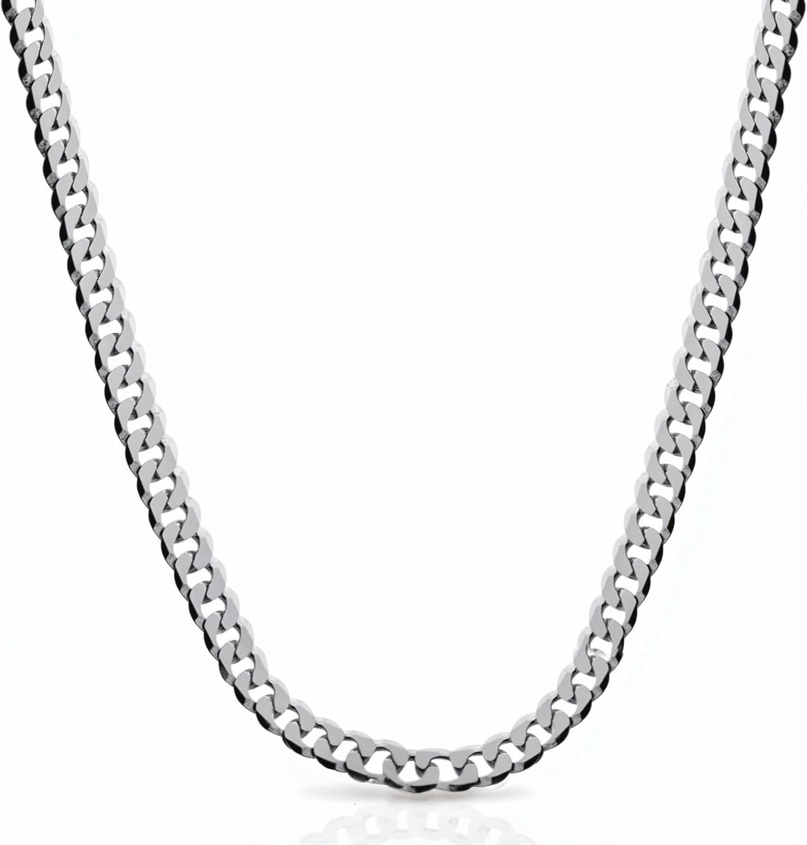 Elegante 925 Zilveren Diamanten Cuban Style Halsketting voor Dames en Heren - 5 mm breedte, beschikbaar in lengtes van 41 tot 76 cm